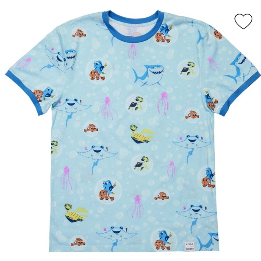Pixar Finding Nemo 20th Anniversary Bubbles Print Unisex XL Ringer Tee Loungefly